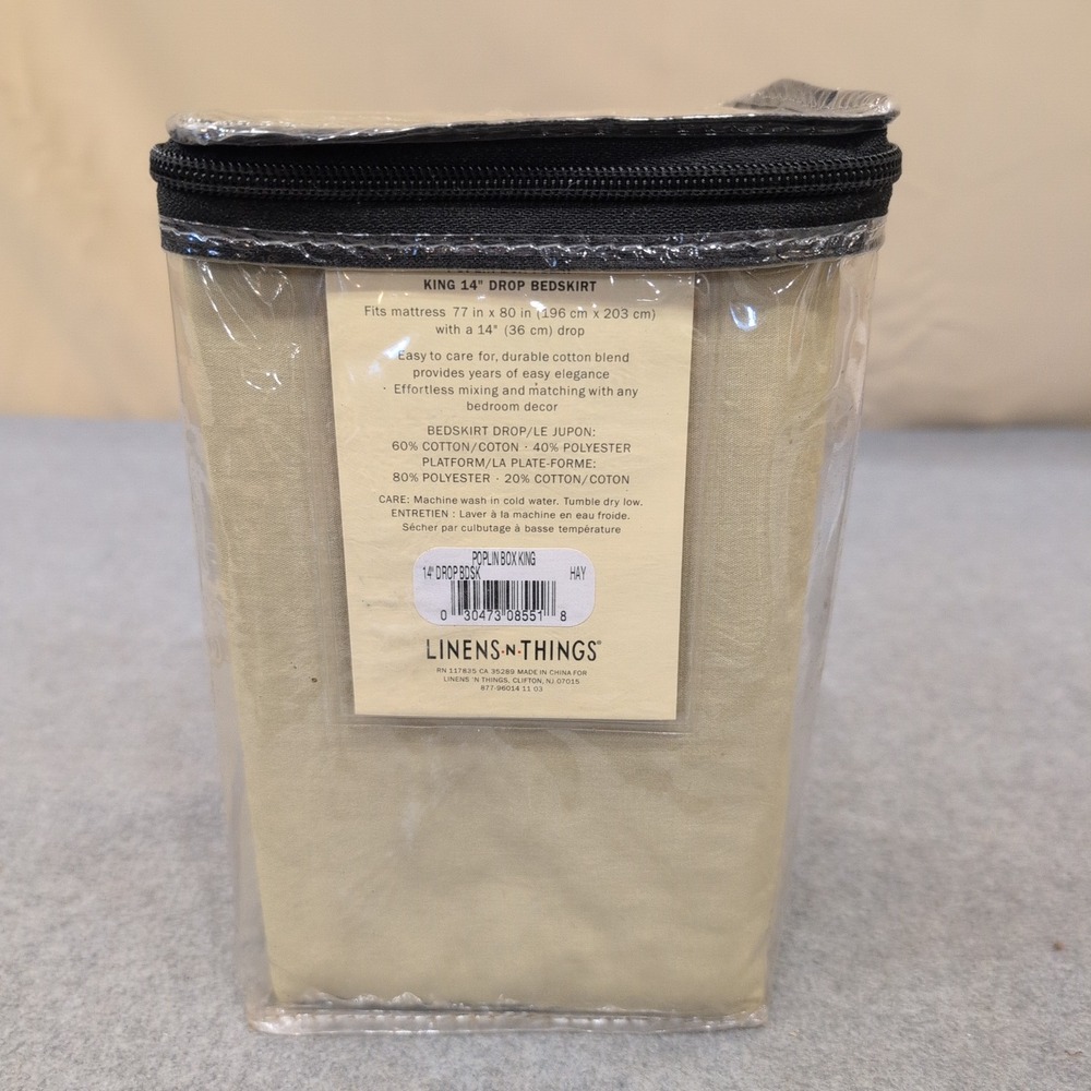 LNT Home King Poplin Box Pleat Bedskirt Hay 14 Inch Drop New - Picture 4 of 5